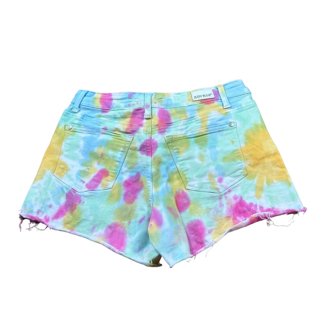 JUDY BLUE: Kelsea Tie-Dye Pastel Denim Jean Shorts -Size Small - Picture 5 of 13
